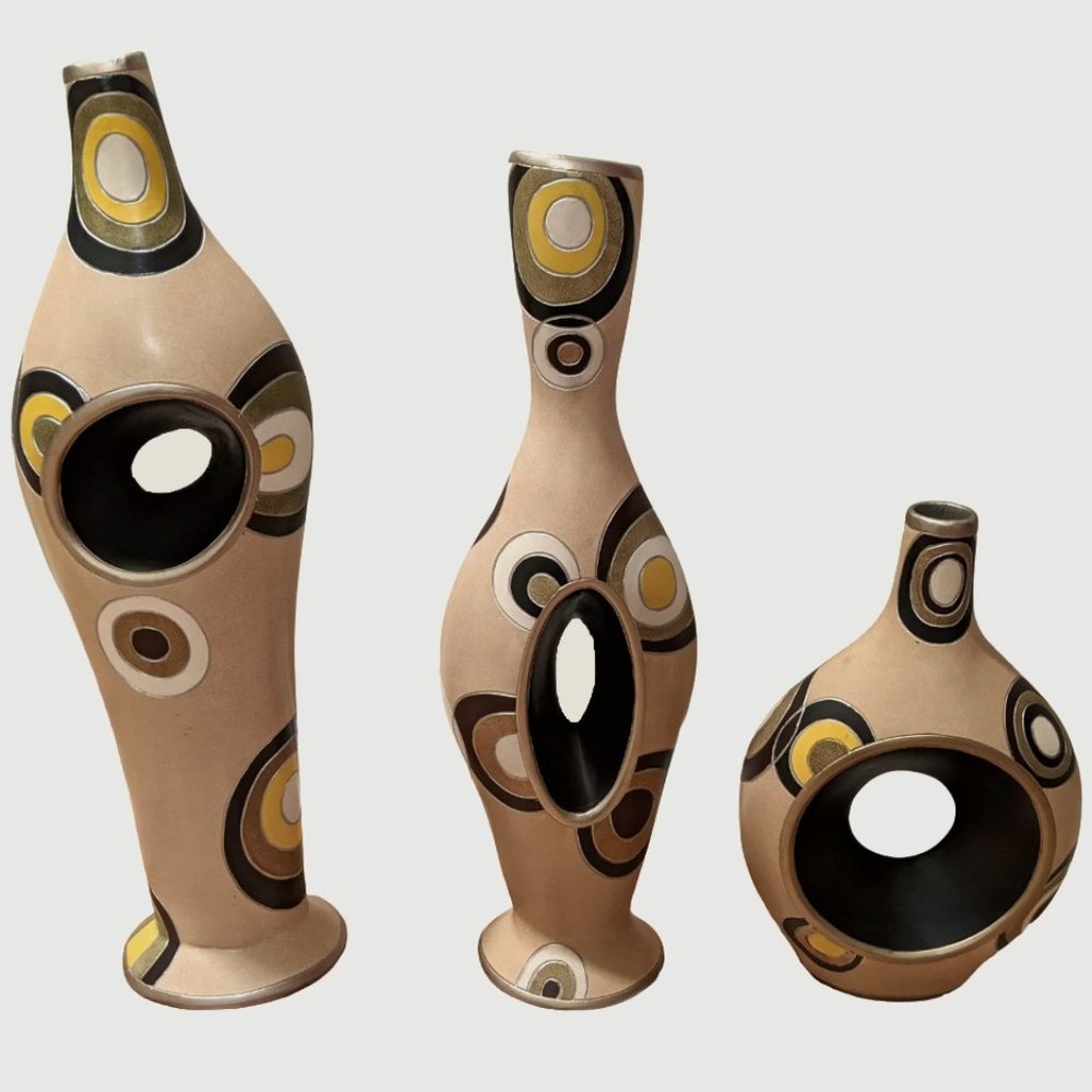 Authentic Set of 3 Artmax Sculptural Vases
